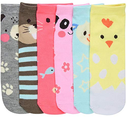 Image of ToBeInStyle Pack of 6 Printed & Solid Low Cut Ankle Socks - Kid's & Adults