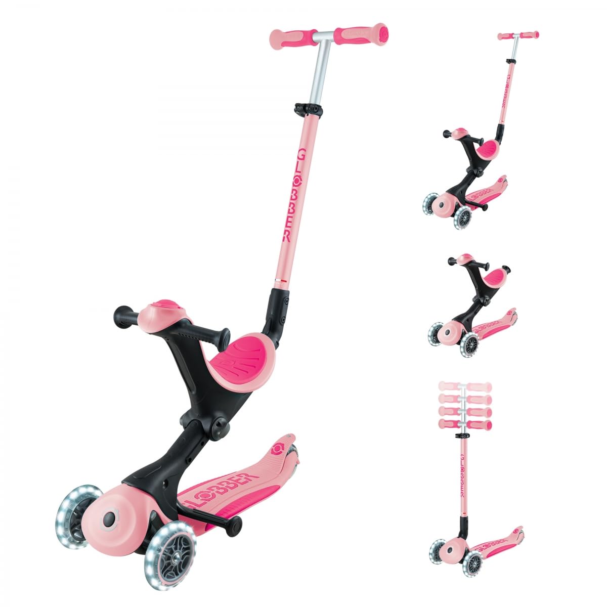 Globber - GO UP Deluxe Lights - Trottinette évolutive 3 Roues avec siège, pour Les Enfants de 15 Mois à 6 Ans