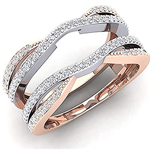 0.50Ct Round Cut Cubic Zirconia 14K Rose Gold Over Enhancer Double Guard Ring For Women's