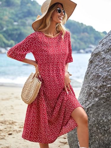 Image of KOTTY Women's Flowy Midi Round Neck Plus Size Dress