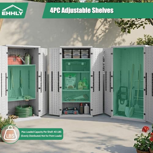 Image of EHHLY Heavy Duty Tall Storage Cabinet Outdoor Weatherproof, 28 Cuft Garage Storage Cabinet with 4 Adjustable Shelves, Lockable Kitchen Pantry Closer Organizer, 31Wx23Lx66H, Polar White