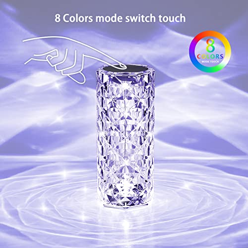 Xubialo Crystal Light Lamp Color Changing Lamps Table Lamp With Touch & Remote Control, Diamond Led Night Light Rechargeable Rose Romantic Date Lighting Decor For Festival, Home, Restaurant, Bar #TOP4