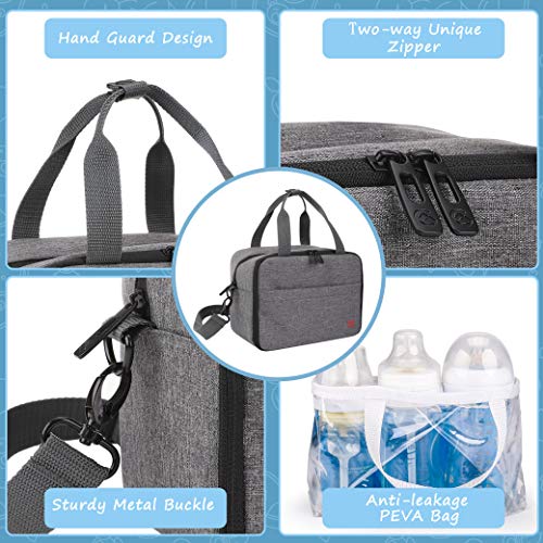 ALLCAMP Breast Milk Cooler Bag with Contoured Ice Pack Fits 6 Bottle,Baby Bottles Tote Bag of Daycare,Breastmilk Baby Bottle Cooler & Travel Bag (Grey) - Thumbnail 6