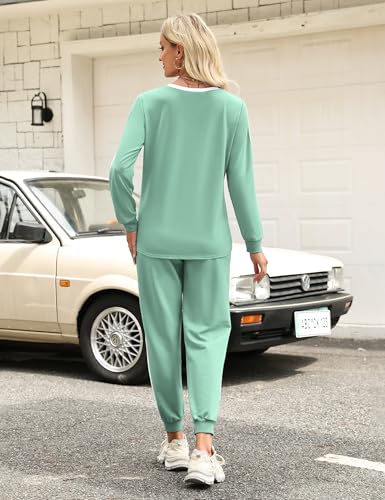 Image of Marvmys Women Long Sleeve Tracksuits Fashion 2 Piece Lounge Set Travel Outfits Jogger Set