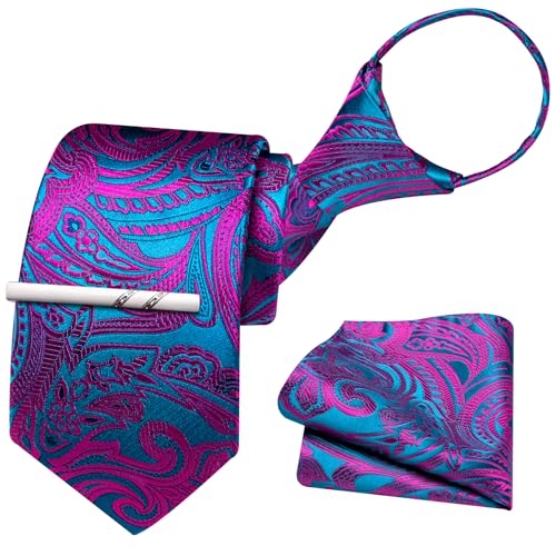 Image of Barry.Wang Boys Ties School Pre-Tied Kids Necktie Handkerchief Clip Set Uniforms Child Ties for 8-14 Years Wedding Party