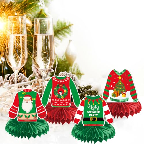 Christmas-Honeycomb-Centerpieces-Christmas-Sweater-Table-Centerpieces-Ugly-Christmas-Sweater-Party-Decorations-Winter-Holiday-Party-Supplies-Christmas-Party-Decorations-9Pcs Christmas Honeycomb Centerpieces Christmas Sweater Table Centerpieces Ugly Christmas Sweater Party Decorations Winter Holiday Party Supplies Christmas Party Decorations 9Pcs