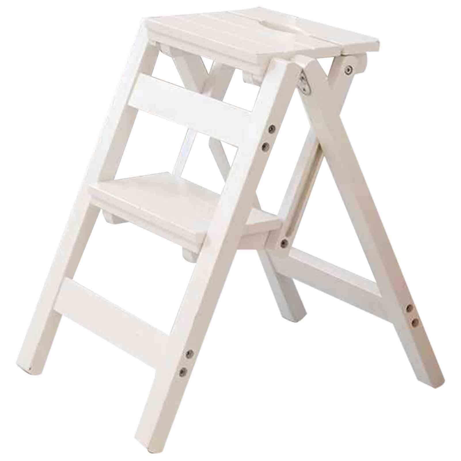 Folding chair Silla escalera creativa Silla escalera plegable multifuncional Silla escalera ascendente de interior Taburete escalera de dos peldaños de madera maciza Taburete escalera multiusos de int