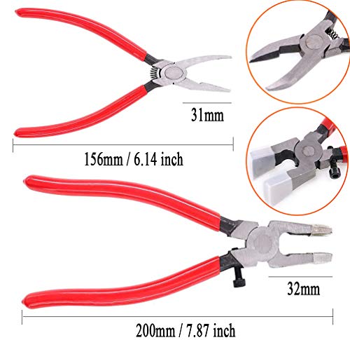 Qovydx 7Pcs Glass Cutting Tools Kit Grozer Plier Stained Glass Cutter Tool Starter Kits Glass Running Pliers Breaking Grozing Pliers Breaker With Rubber Tips #TOP3