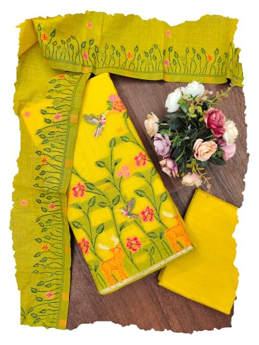 Image of DEVANGI Women's Jamdani Cotton Unstitched Suit & Dupatta Material