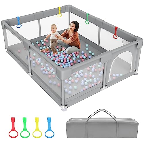 79″ ×71″ Extra Large Baby Playpen, Big Playpen for Babies and Toddlers, Gap-Free, Climb-Proof Play Yard for Baby, Spacious Baby Play Pen with Zippered Door and Storage Bag