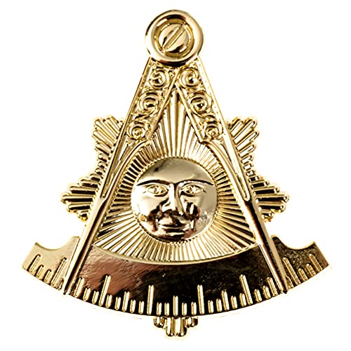 Emblema masónico para automóvil Past Master en oro brillante de 2 pulgadas