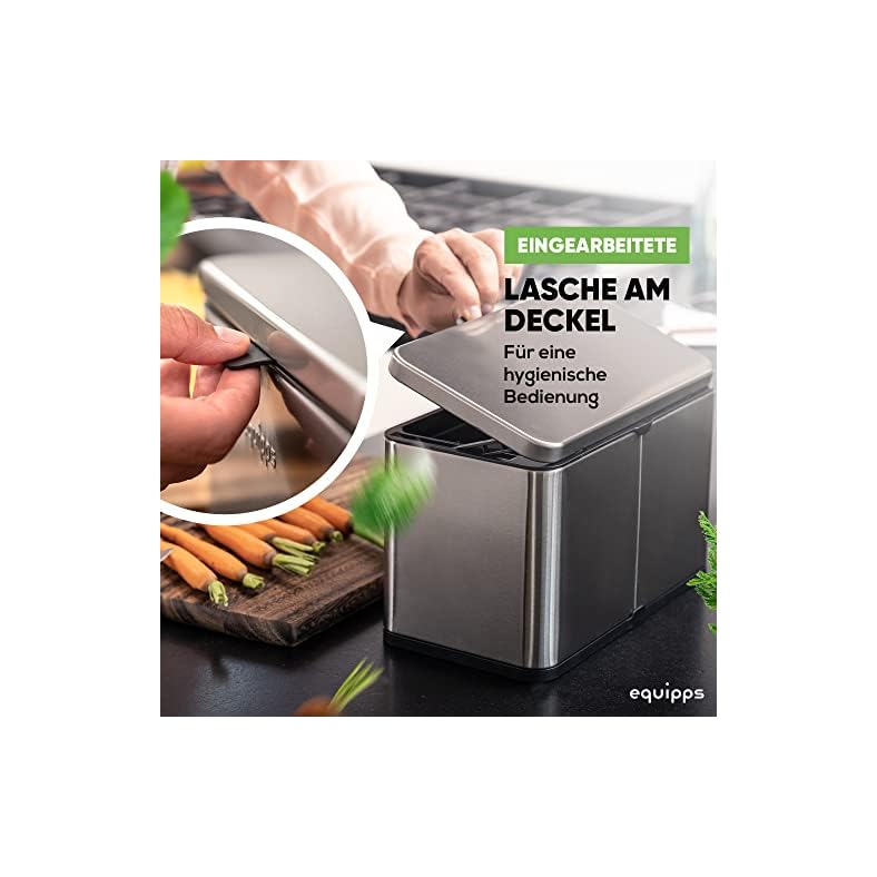 equipps Organic Waste Bin 3 Litres Silver Compost Bin Kitchen for