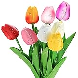 🌷Amplia gama de aplicaciones: tulipanes de látex de tacto real se aplican a decoraciones de hogar floral, boda, jardín, fiesta de cumpleaños u otras decoraciones de celebraciones.