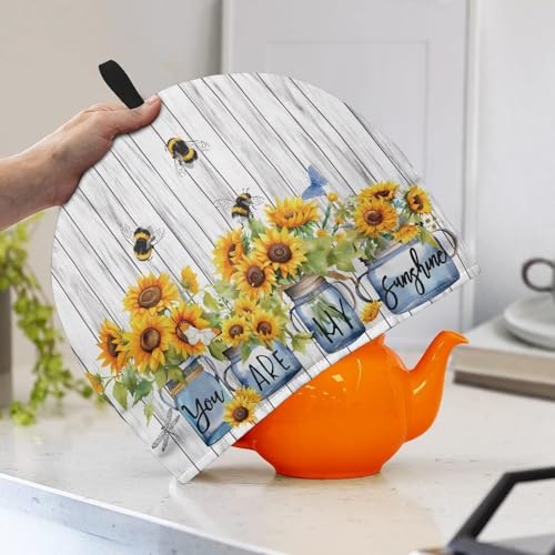 Image of Tea Cover Large Tea Pots Cozy Tea Cozies Teapot Dust Cover Insulated Keeping Warm Tea Kettle Quilt for English Tea Sets for Home Kitchen Tea Pot Decor, You are My Sunshine