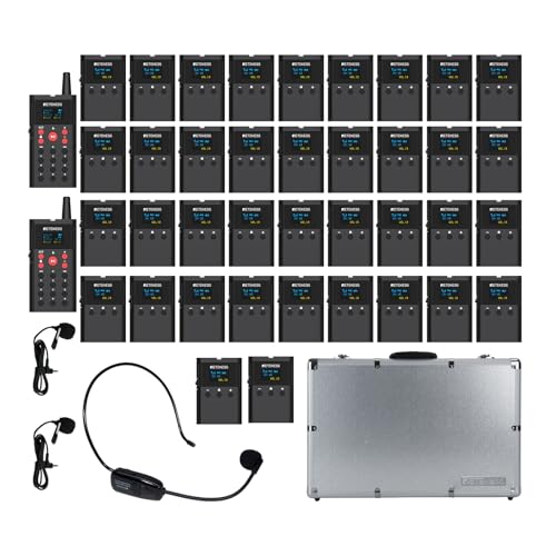 Retekess TT127 Audio Tour Guide Upgrade System, Audio Guide for Tour, 200m, Supports 41 Languages, 16GB Storage, Translation System for Exhibition Gallery (2 Transmitter 38 Receivers)