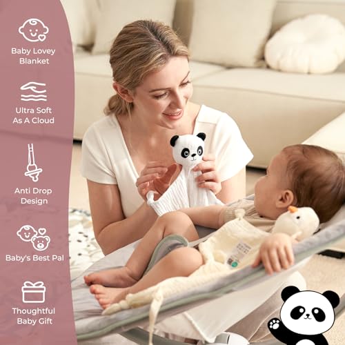 Image of Momcozy Loveys for Babies with Cotton - Soft Security Blanket for Boy or Girl for Self-Soothing On-The-Go-Adorable Portable & Anti-Drop Design - Newborn Gift，Must Have（White 14 inch）