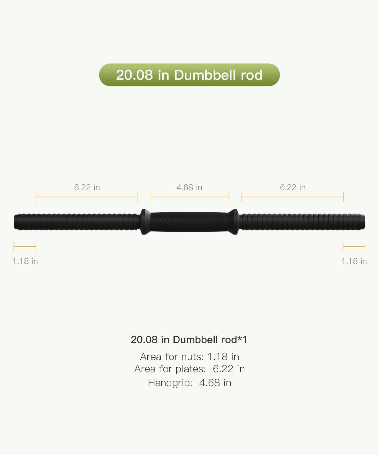 Dumbbell-Handle 15/17/20 inch, Fit 1” Weight Plates, Durable Threaded Dumbbell Bar Adjustable Weightlifting Accessories for Training