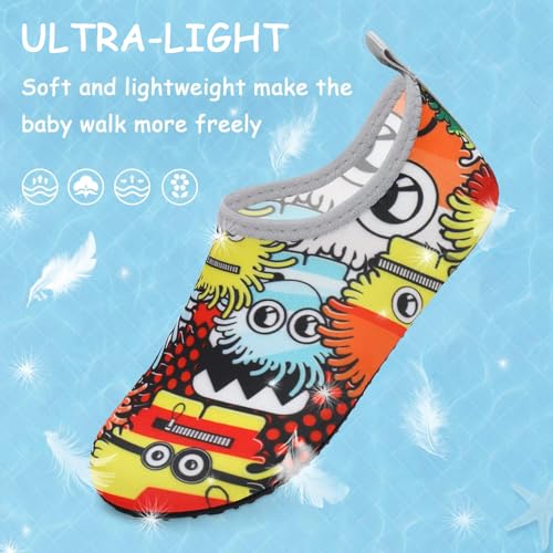 Image of ANLUKE Kids Water Shoes Quick-Dry Barefoot Aqua Socks for Beach & Swim | Elastic collar and flexible non-slip sole give boys girls a comfortable fit, lightweight protection and easy movement.