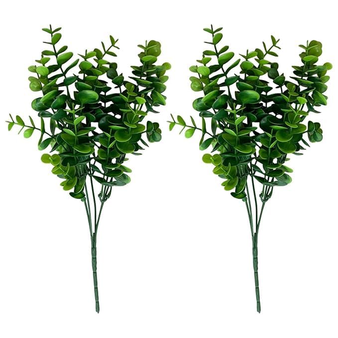 Image of Art Street Artificial Eucalyptus Green Leave Bunch for Vases or Pot |Ideal for Table Indoor Home Decoration, Pack of 2| 5 Branch 25 Head,Size: 14 Inch