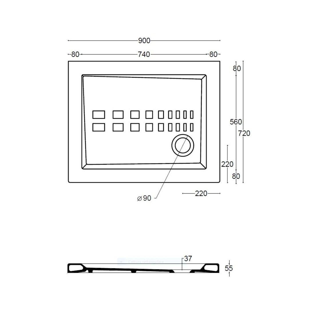 Kiamami Valentina Piatto Doccia 70x90 Filo Pavimento Ceramica Bianco | Rettangolare, spessore 5,5 cm, effetto antiscivolo, installazione filo pavimento, Made in Italy