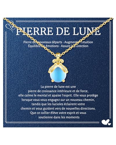 BOCHOI Cadeau pour Femme Collier Pierres de Lune Femme Idee Original Utile Cadeau Anniversaire Cadeaux Fete Des Meres Anniversaire Noel Collier pour Fille Sœur Maman Meilleure Amie Copine Mamie Bijoux