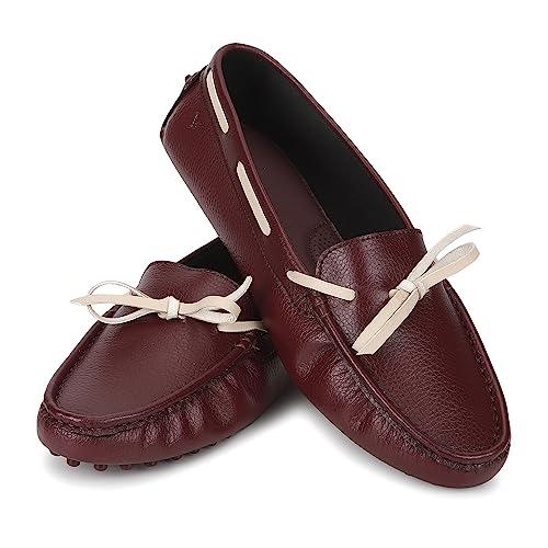 YOHO Bliss Comfortable Slip On Formal Loafer for Women | Stylish Fashion Moccasins Range | Cushioned Footbed Finish | Flexible | Style & All-Purpose | Formal Office Wear Shoe Wine Deal