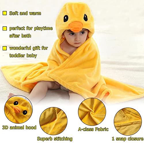Image of TONWHAR 0-4 Years Toddlers' And Kids' Boys Girls Animal Face Hooded Blanket Baby's Bathrobe,Unisex Baby Plush After Bath Blanket