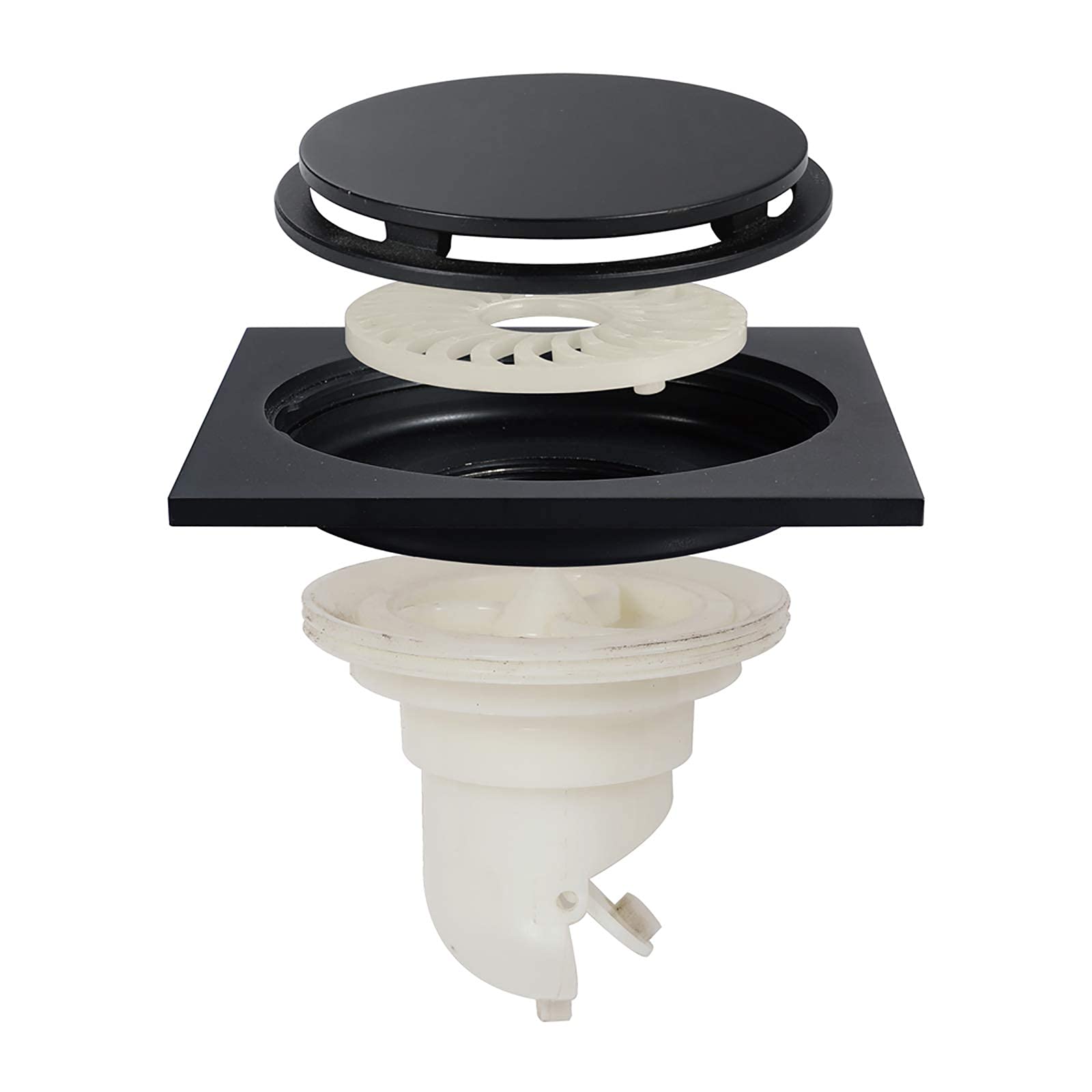 Drain de sol en laiton noir mat, caniveau de douche de luxe 4 pouces