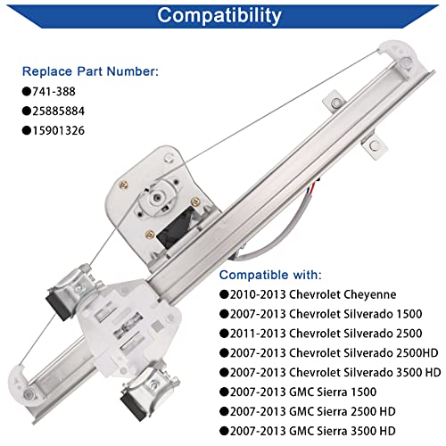 Obaee Window Regulator with Motor Rear Left Driver Side, Replace 741-388 - Image 3