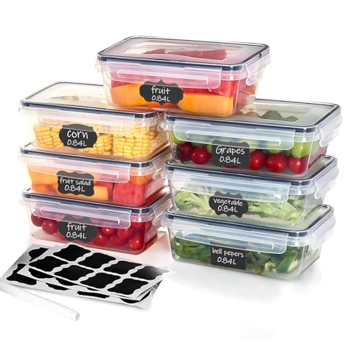 Goldeluxe 7 x 840ml Boîte Conservation Alimentaire, Sans BPA, Boîte Alimentaire Set, Plastique Boîte Hermetique Alimentaire, 100% Étanche, Adaptés au...