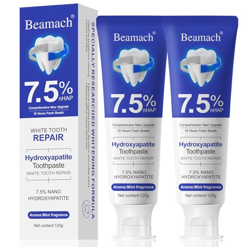Hydroxyapatite Toothpaste - Fluoride-Free Nano Hydroxyapatite Toothpaste 7.5 | Enamel Repair | Breath Freshening | Mild Mint | Appropriate for Sensitive Teeth 4.23oz (2)