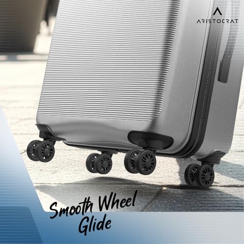 Image of Aristocrat Axis Set of 3 Trolley Bag 56, 66 & 76cm | Small+Medium+Large | Hard Luggage | Smooth 8-Wheel Suitcase | Combination Lock with Sturdy Zipper | 3-Year International Warranty (Silver)