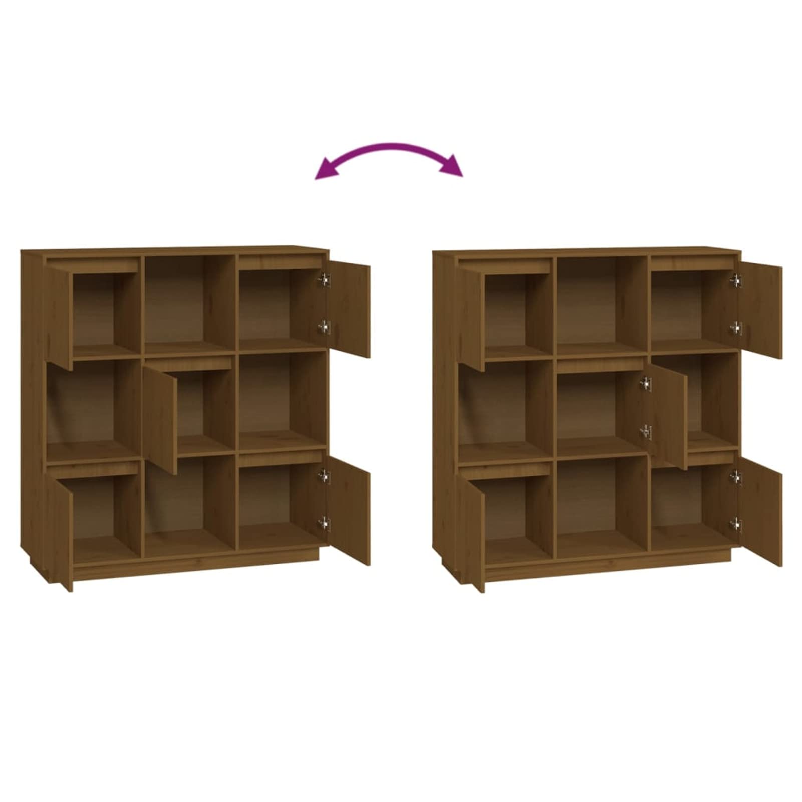 Aparador Alto de Madera Maciza de Pino - Estilo Moderno y Espacioso para Decoración de Interiores