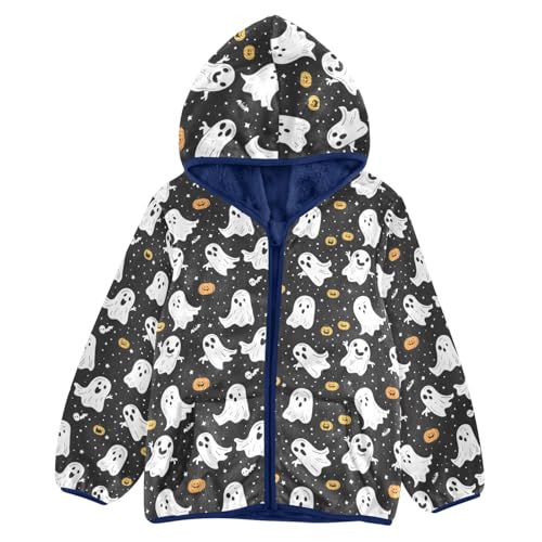 CHIFIGNO Skull Black Fleece Toddler Jacket Fleece Jacket Sweatshirt Toddler Fall Jacket Boy Winter Coat 3-10Y