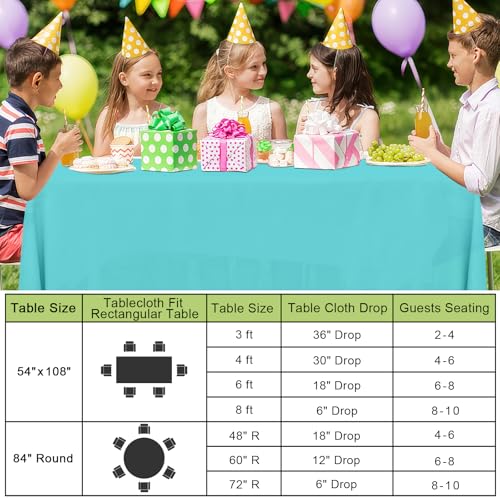 Image of Smiry Disposable Table Cloth 3 Pack, 54 x 132 Inch Waterproof Plastic Tablecloth, Decorative RectangleTable Covers for Party, Birthday, Picnic, Teal