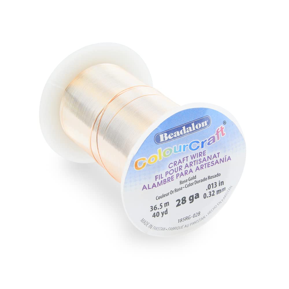 Beadalon ColourCraft Draht • 28ga • RoseGold • 40yd • Für Schmuck & DIY • Formstabil • Anlaufgeschützt • Perfekt Für Bastler