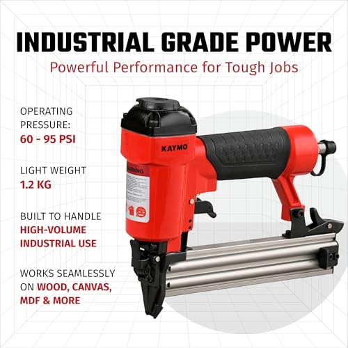 Image of Kaymo NEO-F32 Pneumatic Brad Nailer | 18 Gauge | 10mm-32mm Brads | 1.20 Kg Lightweight Tool | 360 Air Exhaust | Full Metal Trigger | Wide Safety Device | Compact Design | 60-95 PSI Air Pressure
