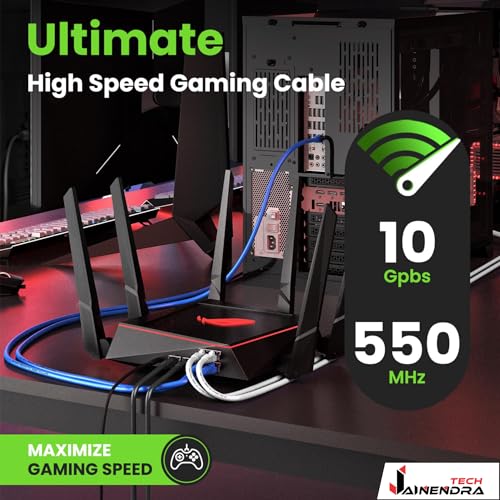 Image of Cat6 LAN Cable (1 Pack, 12 m) | 24AWG High-Speed Ethernet Patch Cord | RJ45 Connectors | LAN Network Cable for Router, PC, Switch, CCTV, WiFi Modem