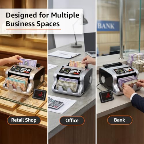 Image of Amazon Basics Mix Note Counting Machine with Fake Note Detection & LCD Display, Fully Automatic Cash Counter| Counts All Old & New Notes for INR ₹10-₹2000, UV MG IR MT Detection, Business & Retail Use