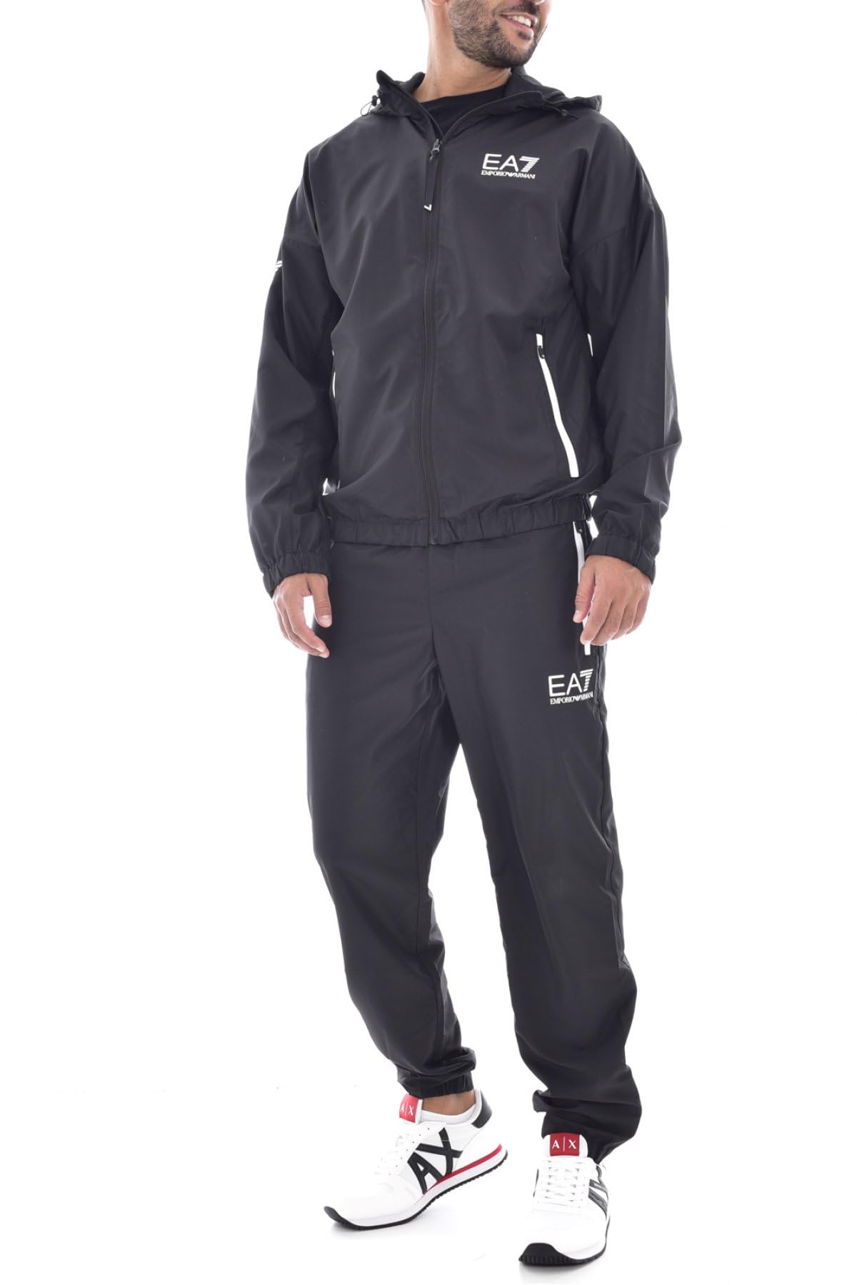 EA7 Men's Light Logo Tracksuit, Black, L