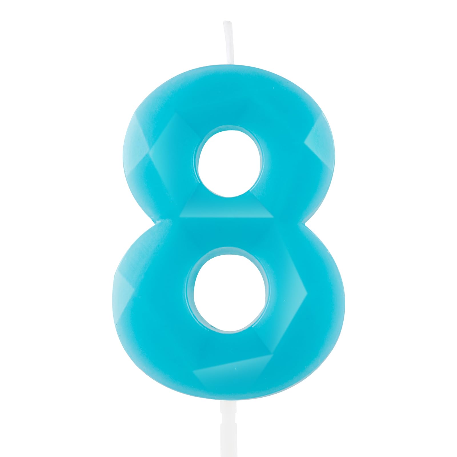 Hongplus 3D Macaron Blue 8 Birthday Candles for Cake, Number 8 Candle for 8th Birthday Decorations, Blue Cake Decorations for Girls Boys Pastel Sweet
