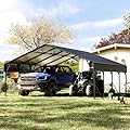 Quinora Heavy Duty 20x20FT Metal Carport with Reinforced Legs & Frame, Outdoor Carport with Galvanized Steel Roof, All-Weather Shelter for Cars, Trucks, Boats & Tractors