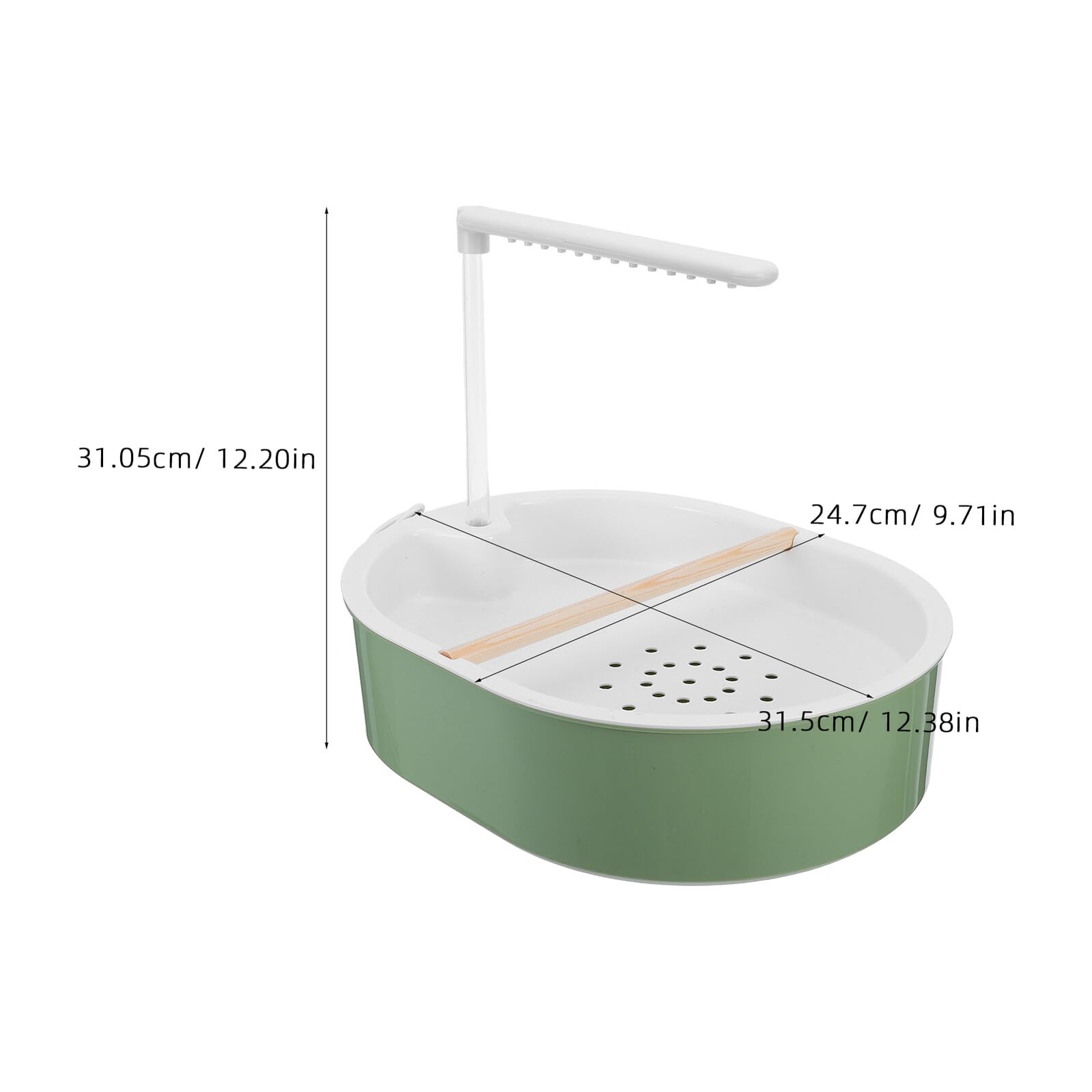 SOIMISS Bañera Automática para Pájaros Interior con Bomba Ajustable, Ducha Fuente para Loros Periquitos Cacatúas, Contenedor 31,7x31,7x24,5 Cm en Plástico Azul Gris y Accesorios de Madera