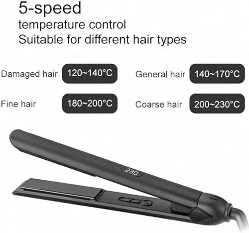 Miniatura 4 de Plancha de pelo profesional, negro, plancha plana de titanio con pantalla LCD, placa caliente MCH, cable giratorio de 360, calentamiento rápido,