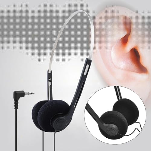 Image of Retro Headphones 3.5mm Wired Earphones Metal Classic Style Portable Audio Headset for Phone Tablet Laptop Travel (Black)
