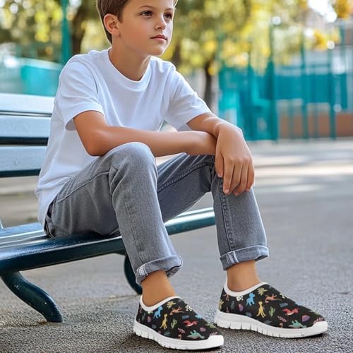 Kids School Sneakers for Boys Girls Breathable Mesh Running Shoes Lightweight Slip on Tennis Shoe Casual Flat4