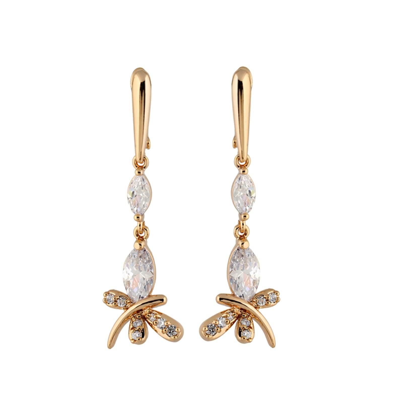 Daesar Orecchini Donna Pendenti Oro Bianco 9K 375, Orecchini Donna Eleganti Pendenti Forma di Libellula con Moissanite Lunga Orecchino Oro Bianco per Fidanzamento Matrimonio