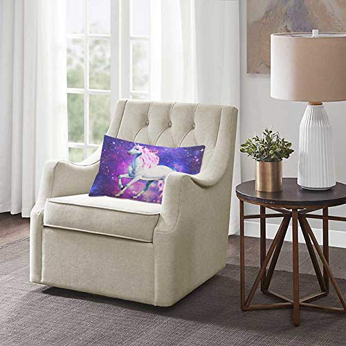 Ekobla Throw Pillow Cover White Unicorn Galaxy Sky Nebula Pattern Purple Space Lovely Magic Animal Sparkling Stars Decor Lumbar Pillow Case Cushion For Sofa Couch Bed Standard Queen Size 20X30 Inch #TOP1