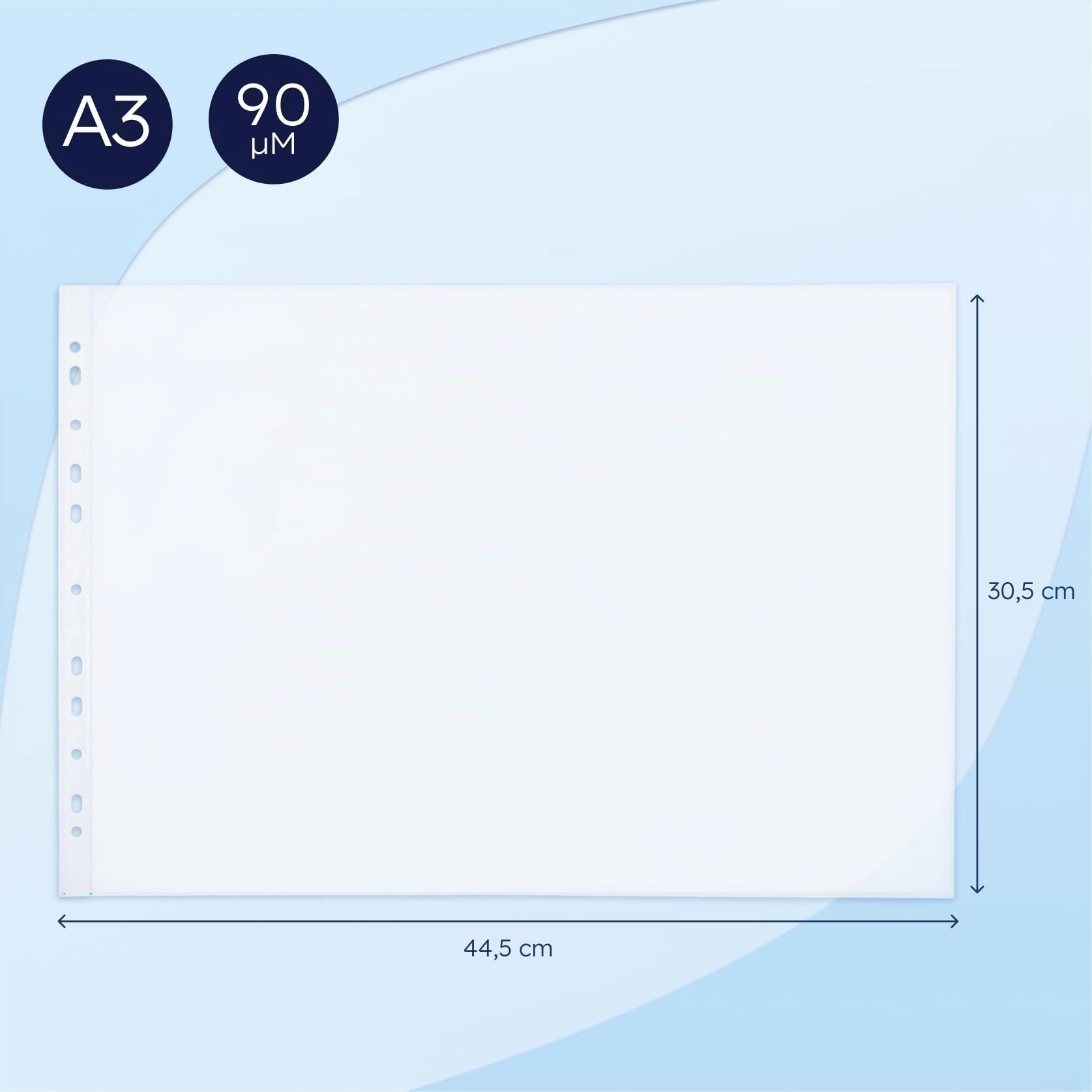 Buste Perforate Trasparenti A3 25 Pezzi per Documenti, Plastica 90 Micron