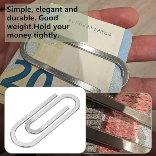 2Pcs Stainless Steel Paperclip Style Wallet Money Clips 6.5cm x 2.5cm Minimalist Design Money Clip Men's Money Clip3